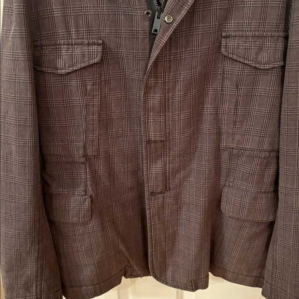 DKNY Men's Brown Utility Jacket Size 42R 100% Cotton